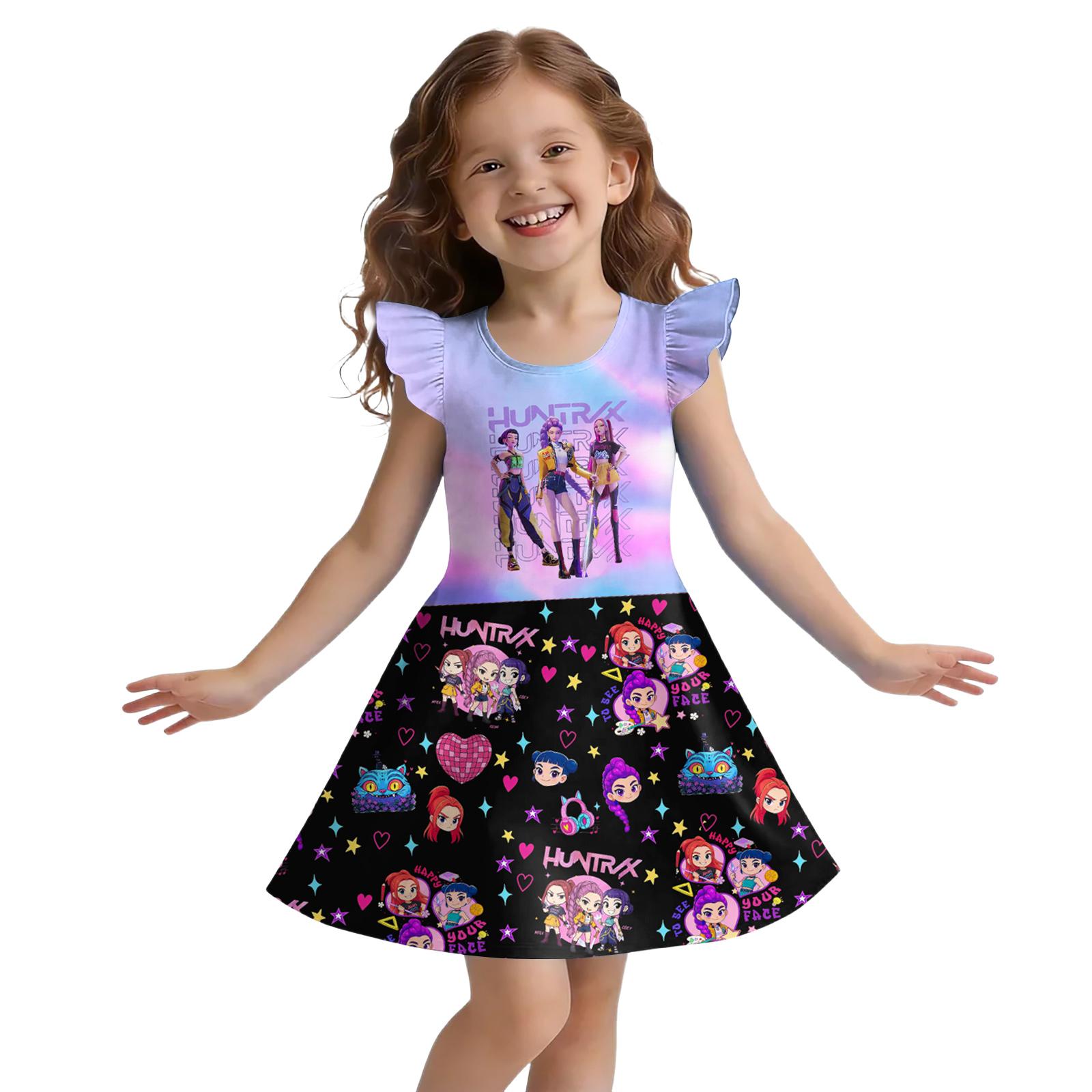 

Girls Sleeveless U Neck Summer Dress Casual A Line Dress Lightweight Holiday Dress for Kids Comfortable Fit 130 ціан