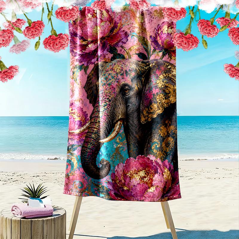 Serviette de plage imprimé éléphant majestueux, grande serviette douce à séchage rapide pour la plage, le camping, la natation