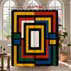 Colorful Geometric Squares Shower Curtain Machine Washable All Season Waterproof Privacy Protection Abstract Art Design Modern