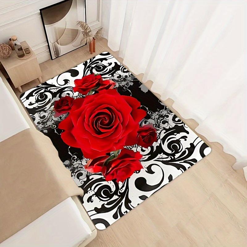 1 piece/8mm thickness JIT rose pattern bathroom rug, kitchen mat, living room rug, bedroom rug, indoor doorway mat, machine washable, entrance door