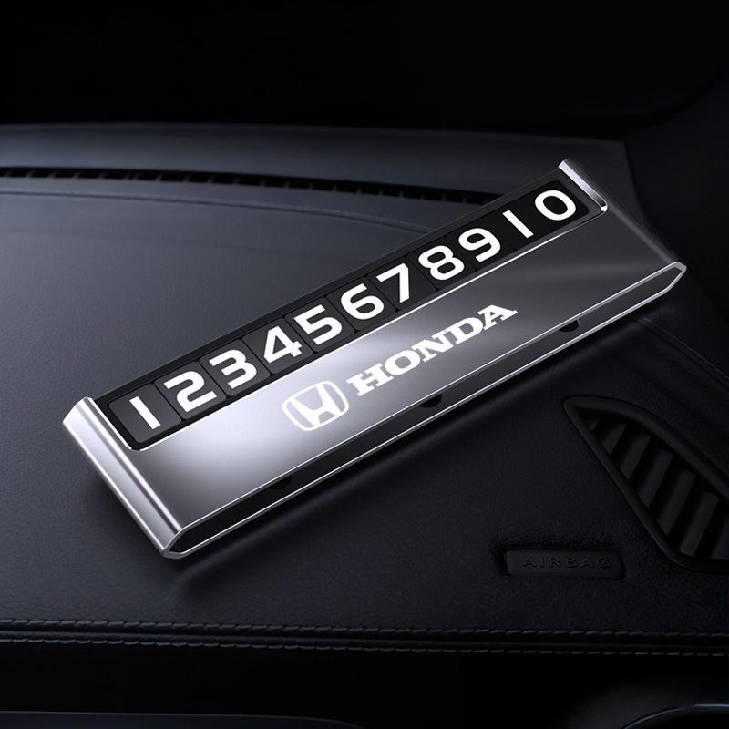 ARC1 Car Temporary Parking Number Plate Metal Phone Number Card Auto Interior Accessories For Honda Civic Fit Jazz Accord Pilot CRV