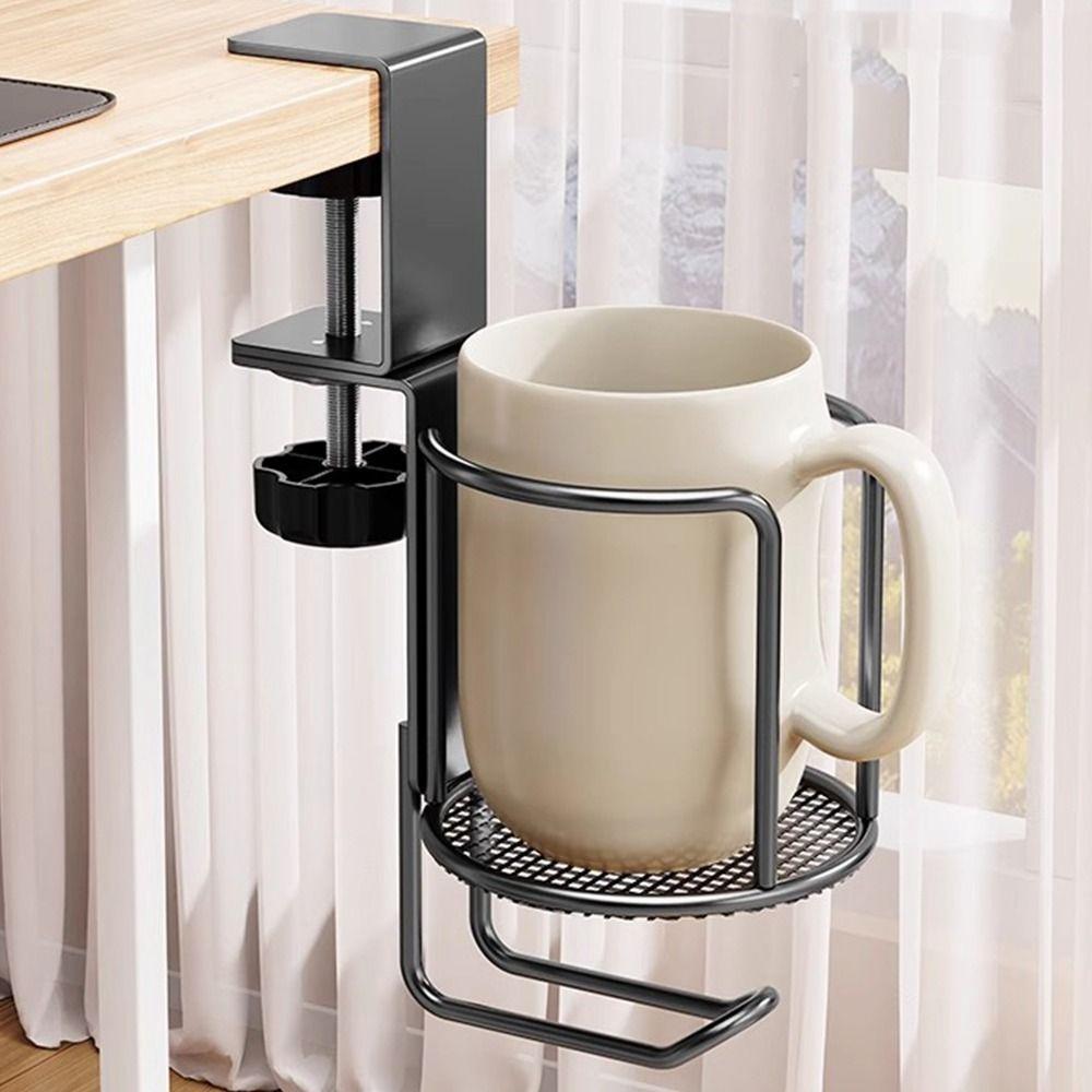 2 in 1 Clip-on Cup Holder Waterproof Desktop Mug Rack Mug Floating Shelves  Office Accessories
