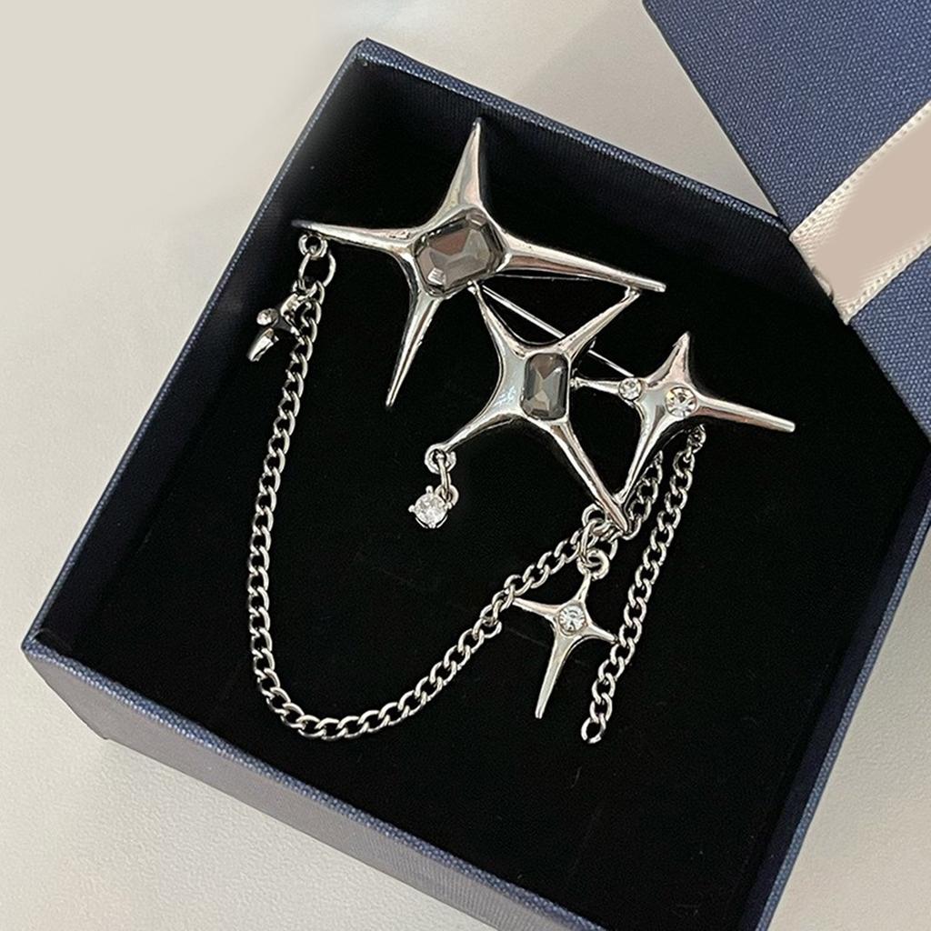 Vierzackiger Stern Spleißen Damen Brosche Stilvolle Zirkon Kragennadel Kristall Anstecknadel Accessoire für Modebegeisterte