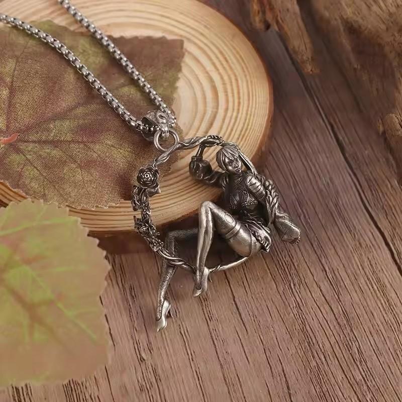 Trendy Punk Style Antique Finish Alloy Pendant Necklace For Fashionable Occasions