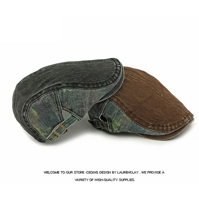 Vintage Beret Men's Denim Peaked Cap British Progressive Cap Paintwoman's Cap