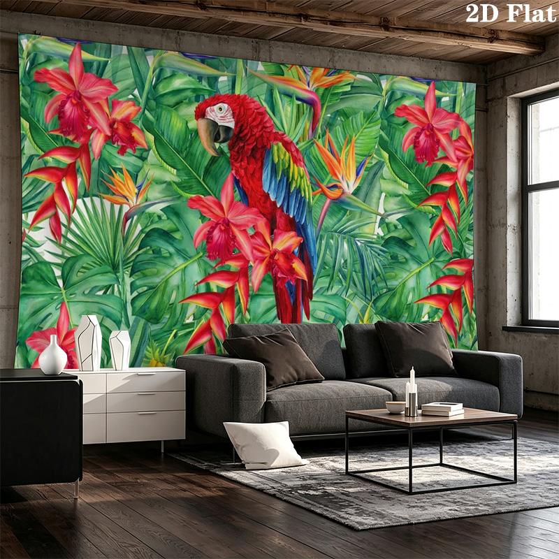 Tropical Parrot Wall Tapestry Aesthetic Wall Hanging Printed Fabric Blanket Decorative Tapestries for Bedroom Living Room Home Decor