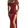 Damen Einfarbiges Schulterfreies Bodycon Abendkleid