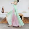 Two-Tone Satin Chiffon Lace-up Dance Midi Skirt for Women