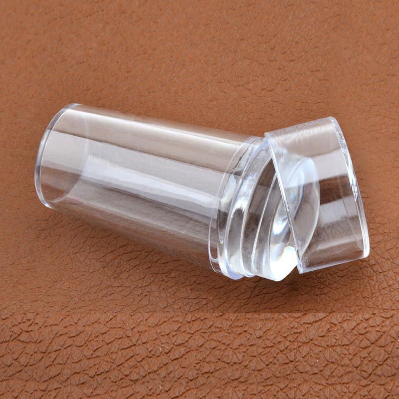 Pure Clear Jelly Silicone Nail Art Stamper Scraper with Cap Transparent Nail Stamp Stamping Tool