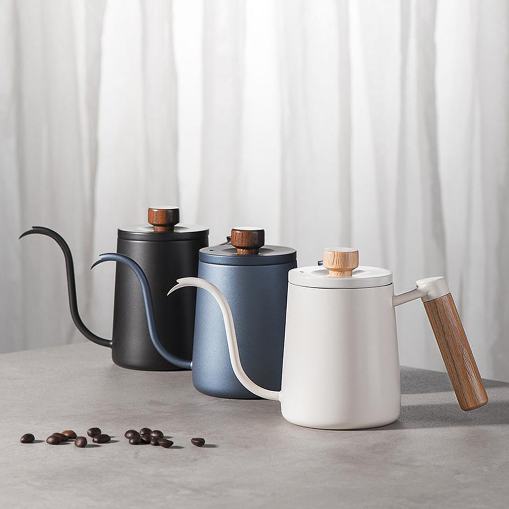 Pour Over Coffee Kettle Gooseneck Coffee Drip Pot Stainless Steel Tea Cafe Drip Kettle with Wooden Handle Coffee Accessories