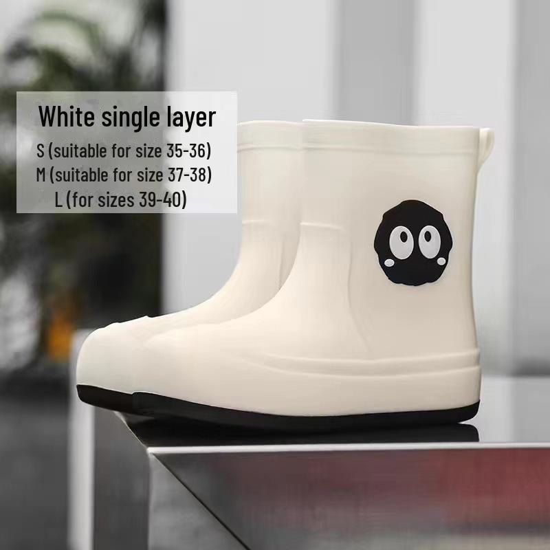 Women's Cute Korean Cartoon Non-Slip Waterproof Rain Boots with Velvet and Cotton for Warmth - Short Tube Outdoor Footwear