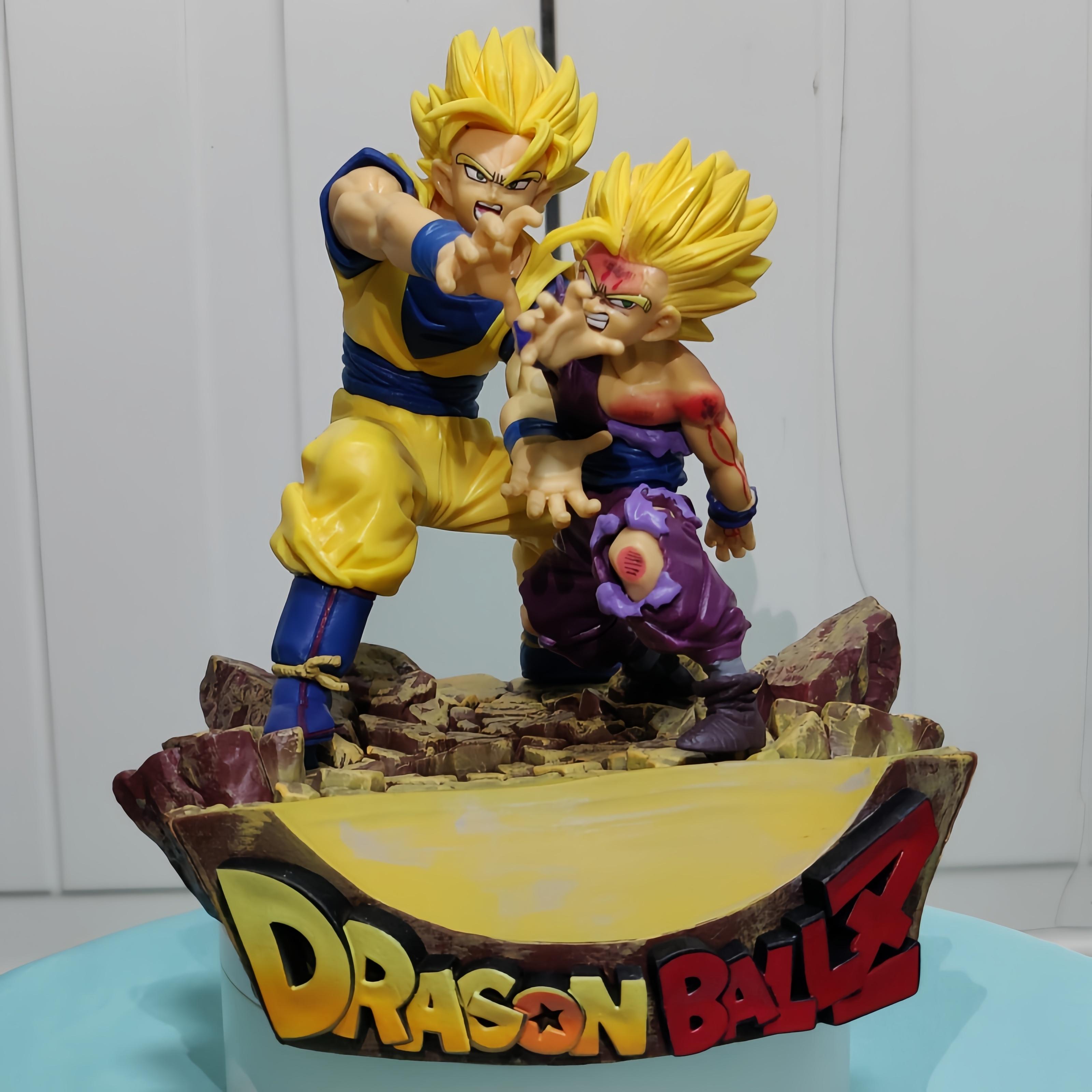 

16CM Dragon Ball Z Son Goku Gohan VS Cell Anime Figures Kakarotto Super Saiyan Figurine Pvc Statue Model Doll Decora Toys Gifts No Box