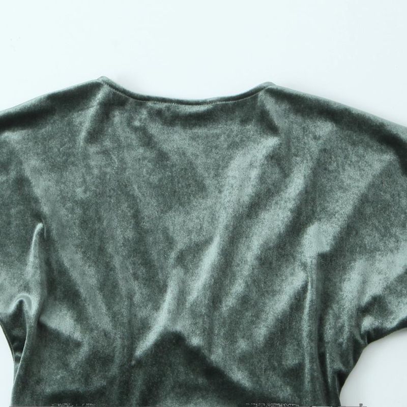 Kaslead New Arrival Women's Clothing Fashion Style Fashion Velvet Midi Skirt Dress 9371617