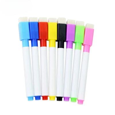 8PC Magnetic Colorful Whiteboard Pen Black White Board Markers Built In Eraser School Supply Childrens Graffiti Drawing Pen