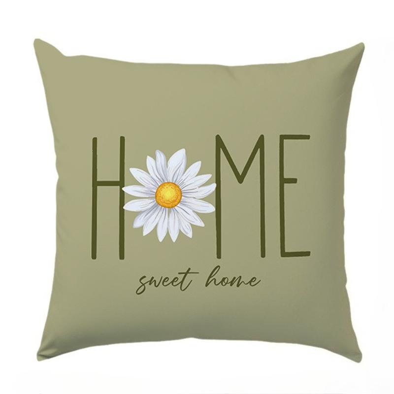 Spring Single Sided Printed Throw Pillow Covers Watercolor Daisy Text Home Living Room Bedroom Outdoor Decor Floral Cushion Case