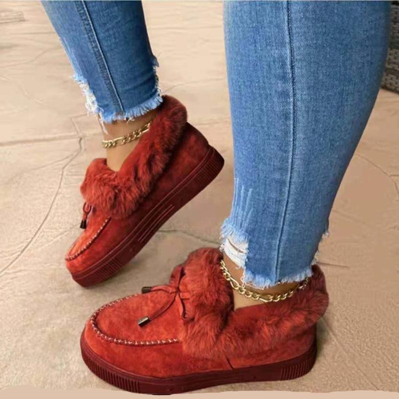 Shoes Women Winter Fleece Thickened Warm Cotton Shoes Thick Bottom Snow Boots 43 вино красного 1880₽