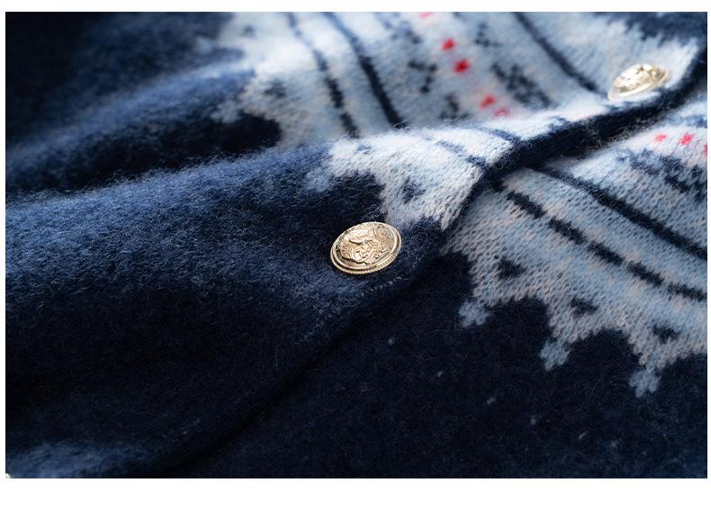 Women's Fair Isle Cashmere Cardigan: Loose, Long Sleeve Knit Sweater for Autumn/Winter