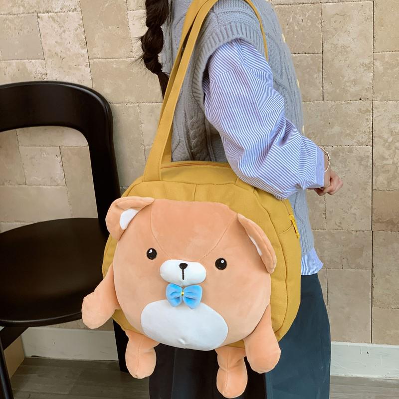 Egg Party Cute Cartoon Kids' Canvas Backpack, Large Plush Handbag & School Bag