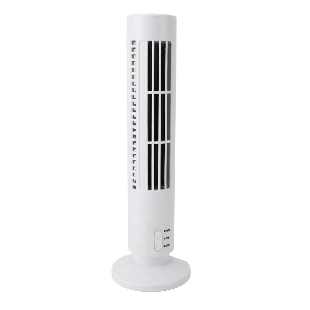 Mini Tower Fan Bladeless Desk Fan Quiet Cooling 2 Gears USB Desktop Table Tower Fan for Office Bedroom White