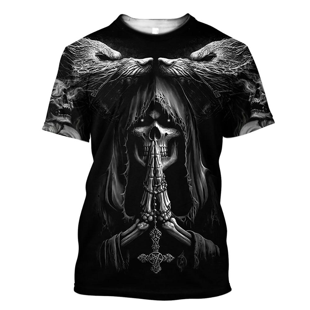3D Skull Pattern Men's T Shirt Hip Hop Punk Harajuku Streetwear Casual O-neck Short Sleeve Funny Print Tees Fashion Loose Tops