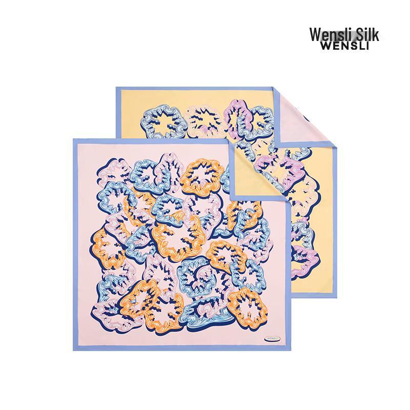 WENSLI Women's Mulberry Silk Large Square Scarf - Jade Lock Splendor