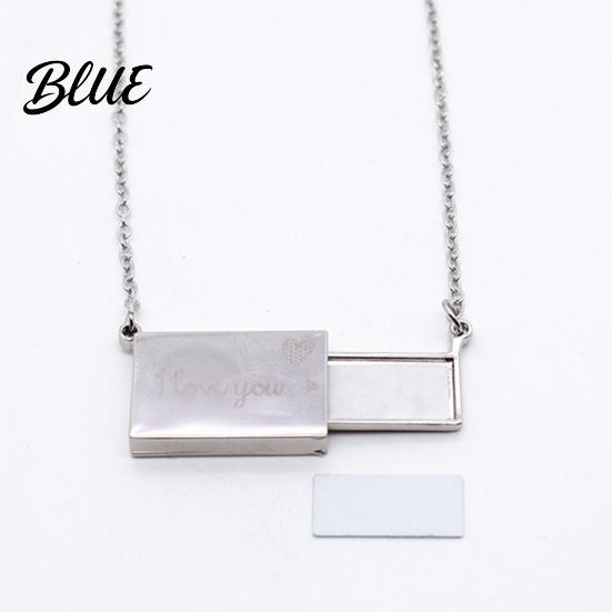 Rectangle Locket Pendant Necklace Photo Memory Alloy Keepsake Gift