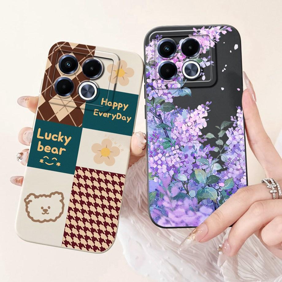 Für Infinix Note 40 5G X6852 Handyhülle Silikon Weiche Rückabdeckung Für Infinix Note40 X6851 Bumper Drachen Katze Blume Schmetterling Tasche