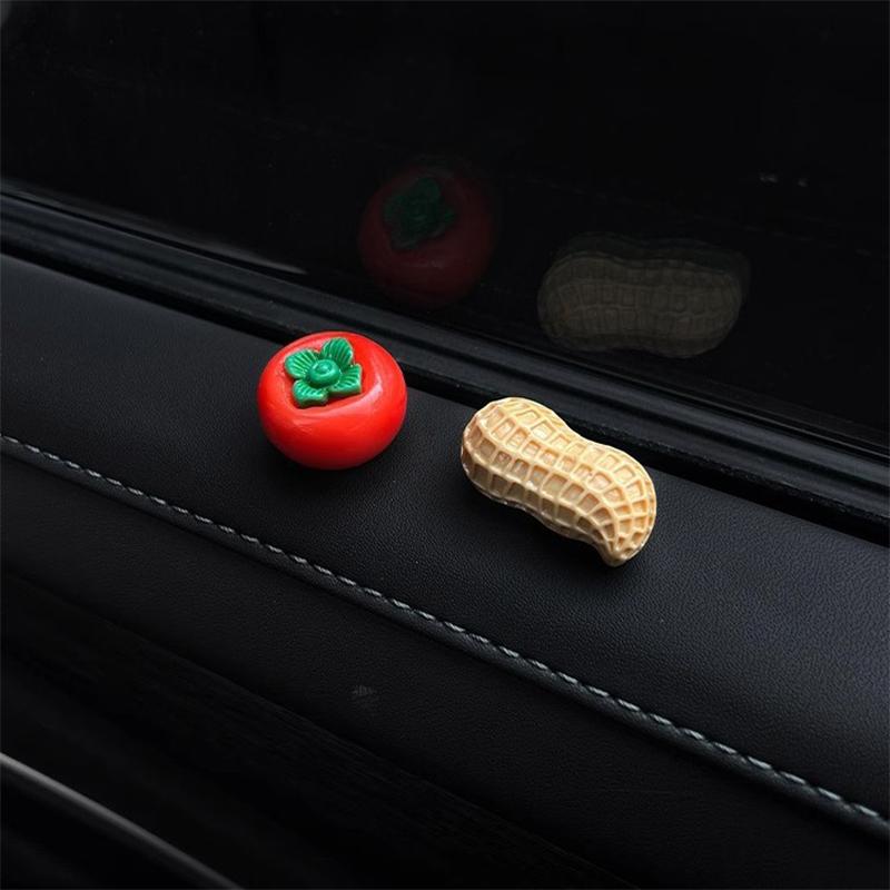 NEW Good Things Happen Car Ornaments Center Console Cartoon Persimmon Peanut Car Display Screen Decorative Stickers