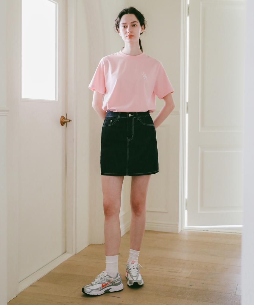 LOSSYROW Signature Logo Half-Sleeve T-Shirt Pink
