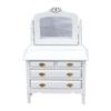 Classical European Dollhouses Dresser Wooden Wardrobe Cabinet With Mirror For 1/12 Scale Model Scene