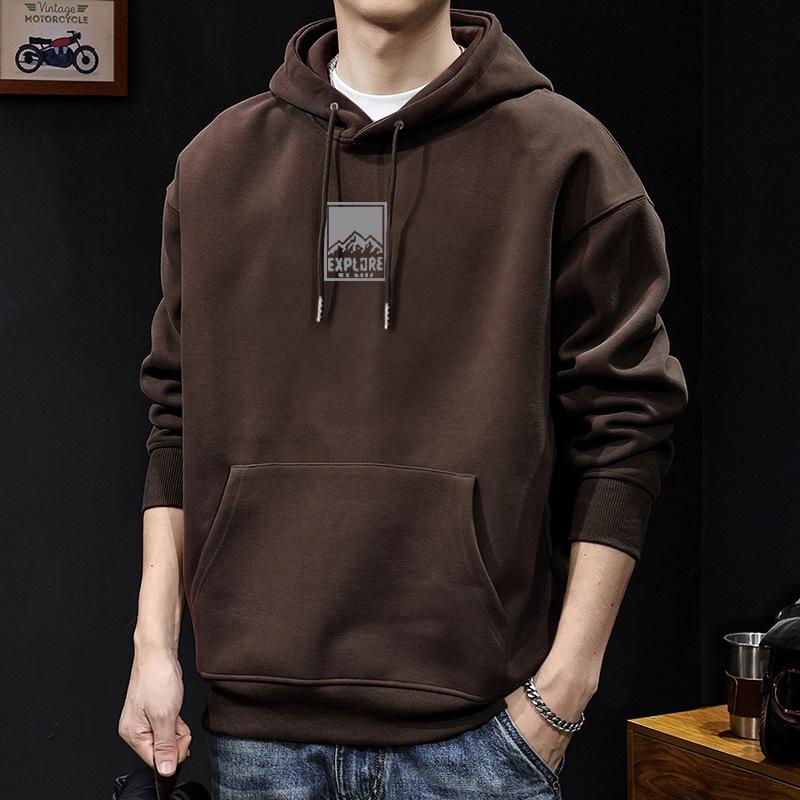 Herren Hoodie mit Retro-Buchstabendruck - Amerikanischer Hong Kong Stil, Lockerer Schnitt, Trendige Freizeitjacke für Frühling/Herbst.