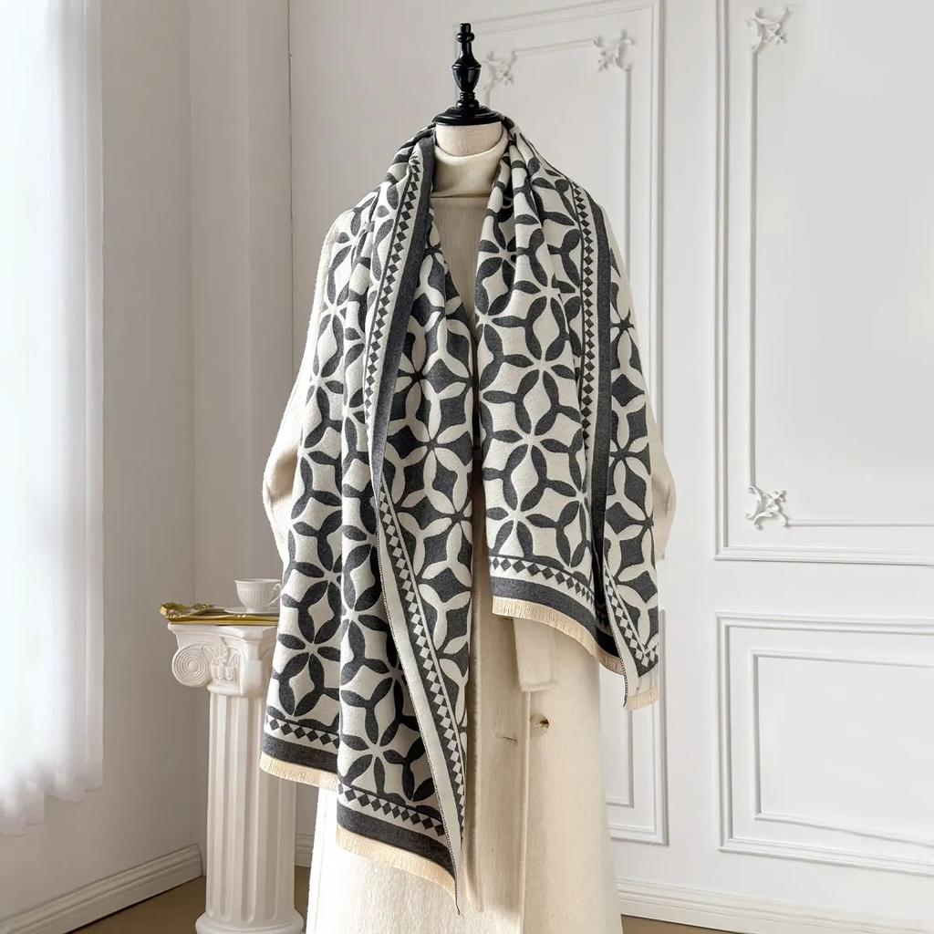 Warm Cashmere Poncho Shawl Scarf Luxury Print Thick Pashmina Winter Blanket Wraps Bufanda Casual Hijab Stoles Echarpe