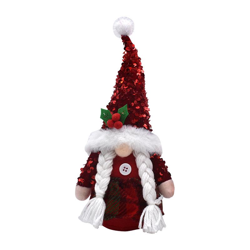 

2026 Christmas Sequin Red Hat Faceless Doll Ornament