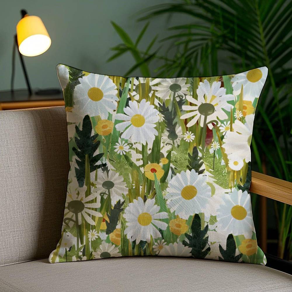 Elegant Single Printed Flowers Pillow Case Anti-dustmite Pillowcase Invisible Zipper Silky Short Plush Sofa Cushion Cover