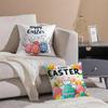 Happy Easter Bunny Cushion Cover Silky Short Plush with Invisible Zipper Dustproof Sofa Pillow Case for Home Decor