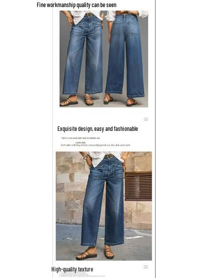 Mid-Waist Wide-Leg Plus Size Retro Washed Cropped Jeans with Frayed Hem and Slant Pockets