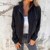 Spring Women Corduroy Coats Hooded Pocket Zippers Loose Autumn Baseball Jacket Female Long Sleeve Loose Outerwear