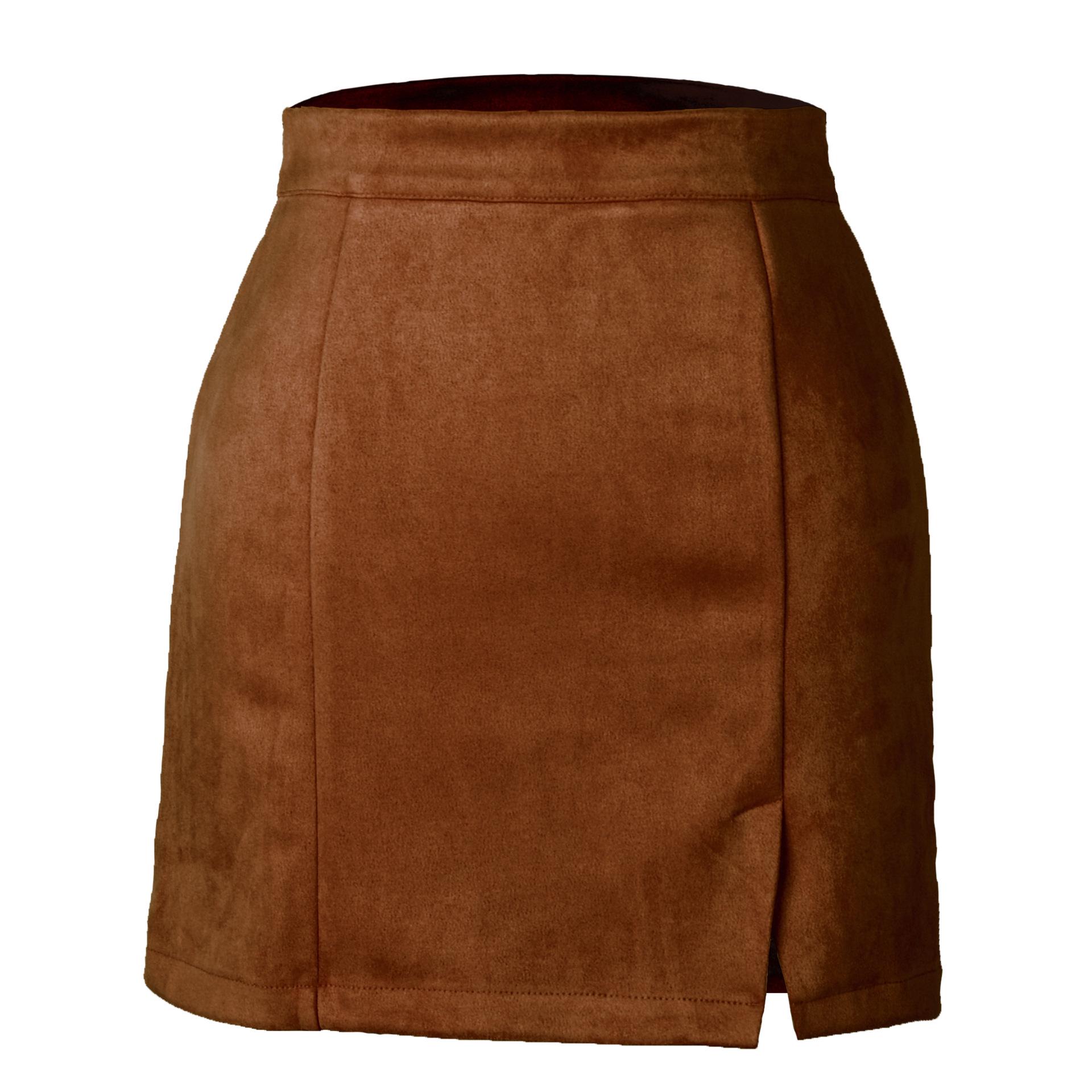 

Women s High Waist Suede Wrap Mini Skirt - A-line Solid Color, Zipper Closure, Autumn/Winter Collection Large