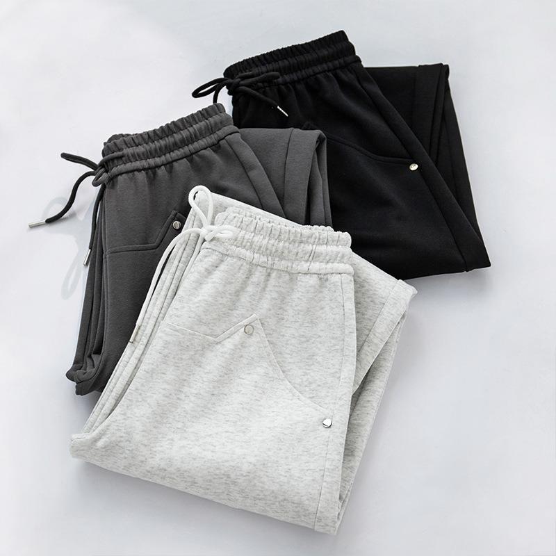 Huamian sweatpants women's trousers autumn and winter new straight wide-leg trousers high waist loose small casual sweatpants