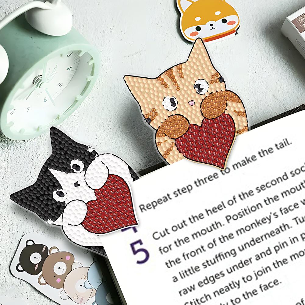 3 Stück Katze DIY Diamant Lesezeichen Kunstprojekte Diamant Malerei Kunst Lesezeichen zum Selbermachen Anfänger Erwachsene Kunst Handwerksmaterialien
