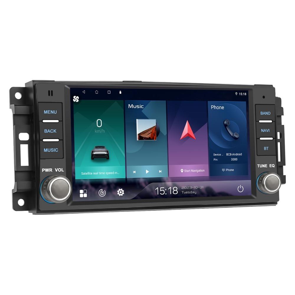 For 2Din Car Android Stereo GPS Player Ram Challenger Jeep Wrangler JK Head Unit Single Radio BT Carplay Multimedia
