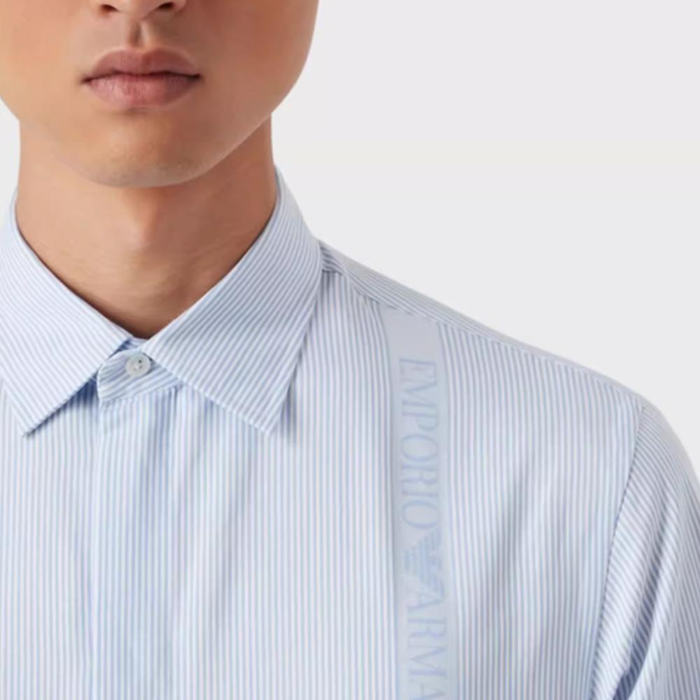 Emporio Armani Striped Print Long Sleeve Shirt Men shirts Blue B1SM0B-B12F5-019