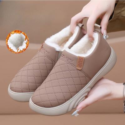 Neue wasserdichte und warme Slipper, mit Fleece verdickte Baumwollschuhe, dicksohlige Einschlupf-Freizeitschuhe