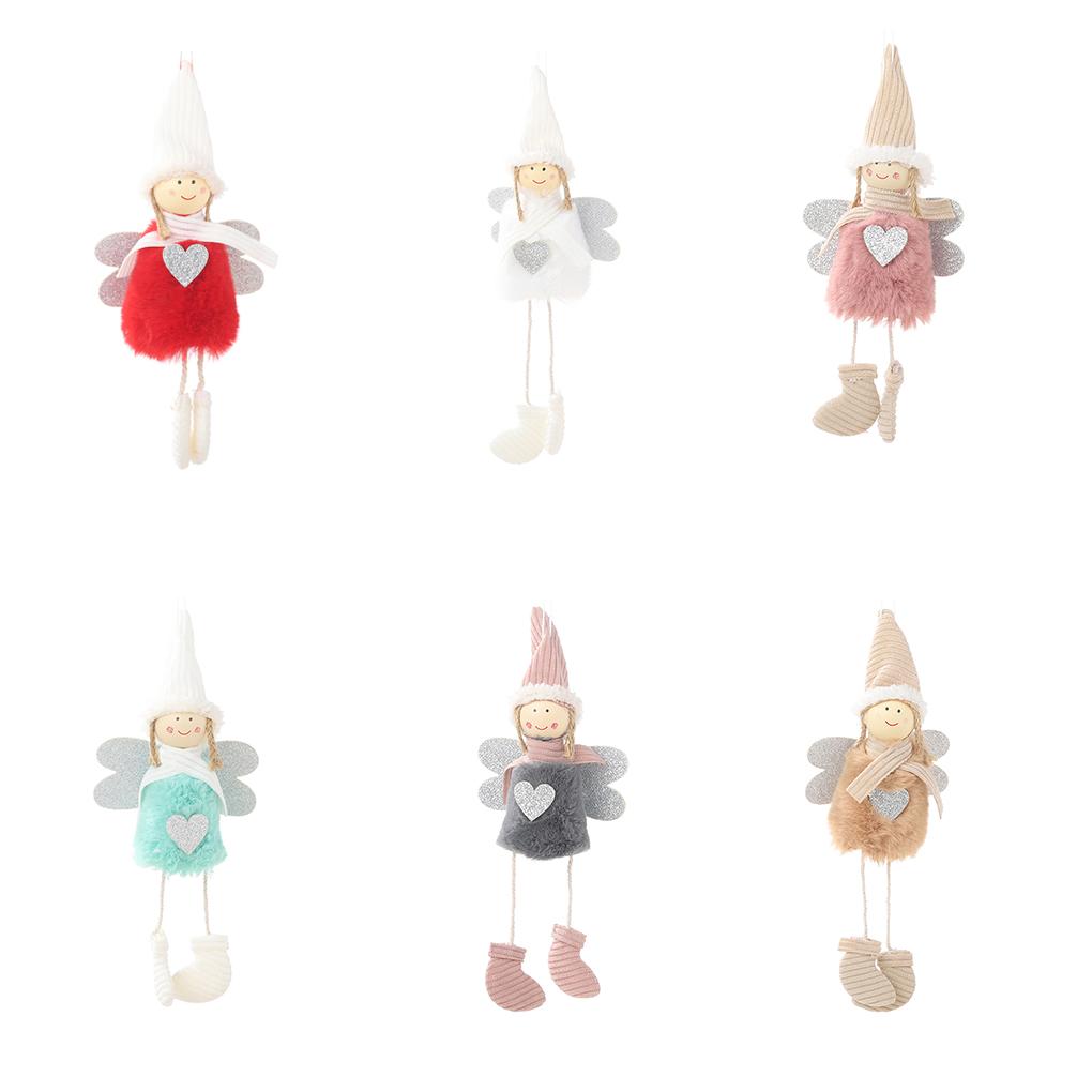 Lovely Mini Xmas Tree Plush Hanging Leg Angel Pendant Home Decoration Kids Gift