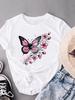 (Asian Size) Butterfly Flower Trend Women's Top Fashion T Clothing Print Female Casual  Short Sleeve T-shirts Graphic Tee