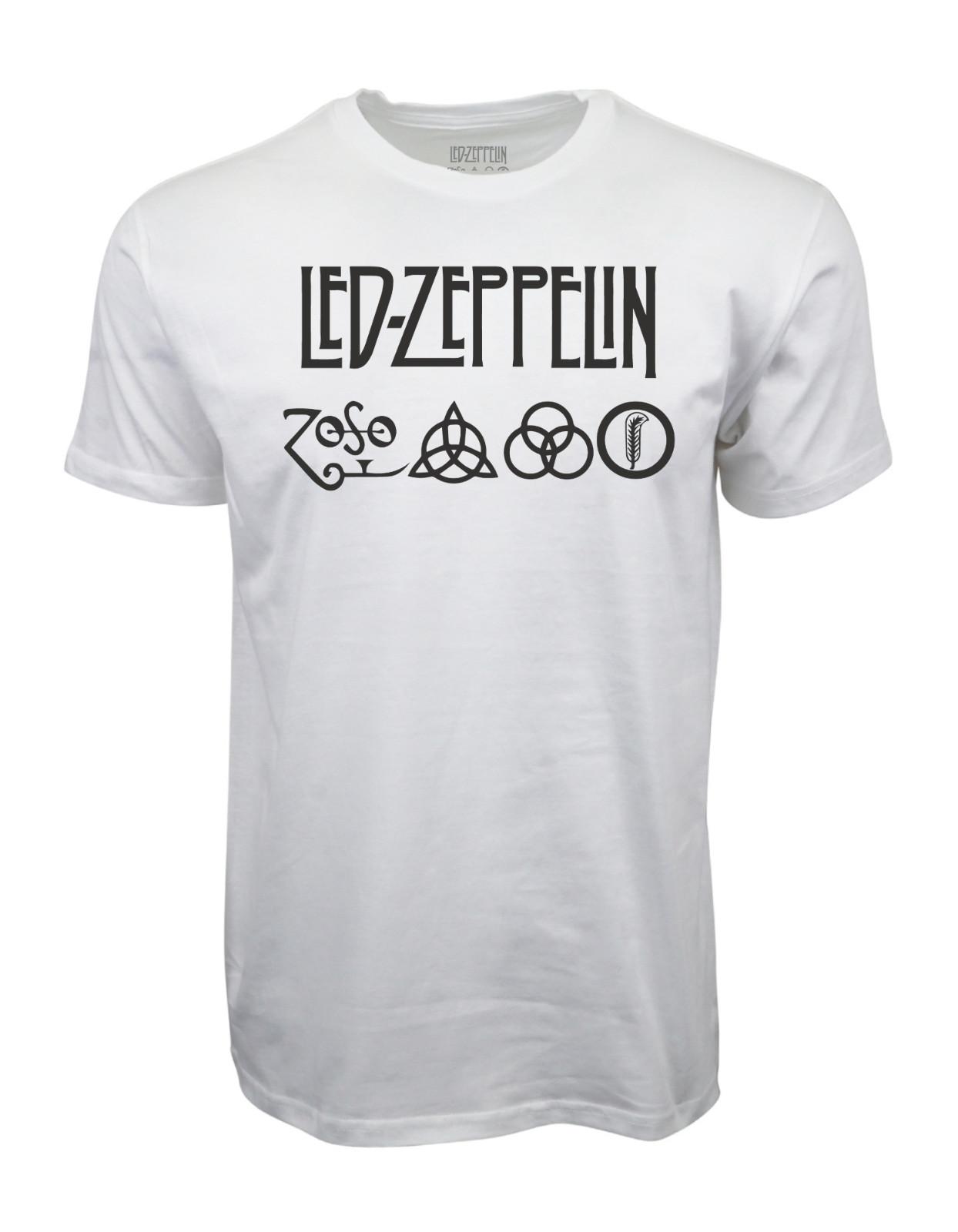 LED ZEPPELIN ZOSO LOGO T SHIRT WHITE TEE S