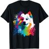Samojeed Hond Kleurrijk Pop Art Splash Art Tie Dye Regenboog T-shirt(1)