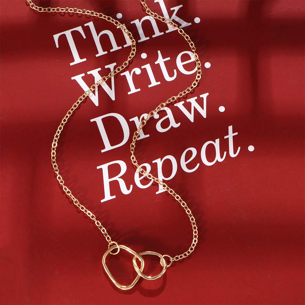 Personality Irregular Simple Double Ring Temperament Neck Chain Choker Necklace Clavicle Chain