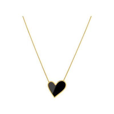 Non Scolorisce Bianco Nero Guscio Cuore Acciaio Inossidabile Ciondolo Collana Per Donne