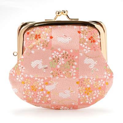 Kyoto Geibido Clasp Handcrafted by Japanese Made In Japan Checkered Nishijin-ori 3.3-inch Wallet, Artisans, Pattern, (Pink Pattern)